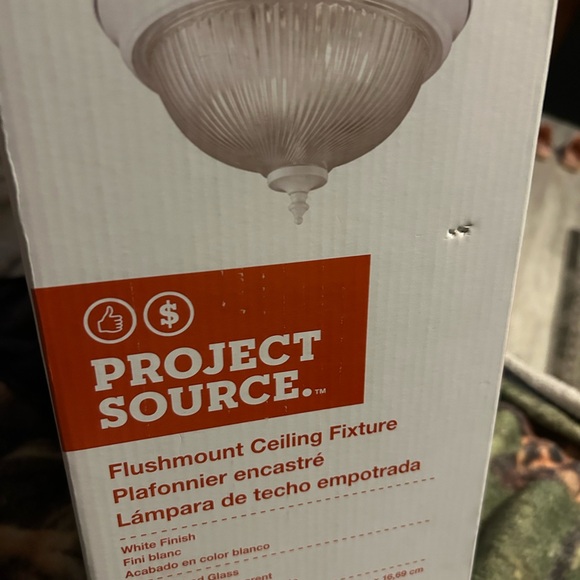 White Flushmount Ceiling Fixture - Picture 1 of 3